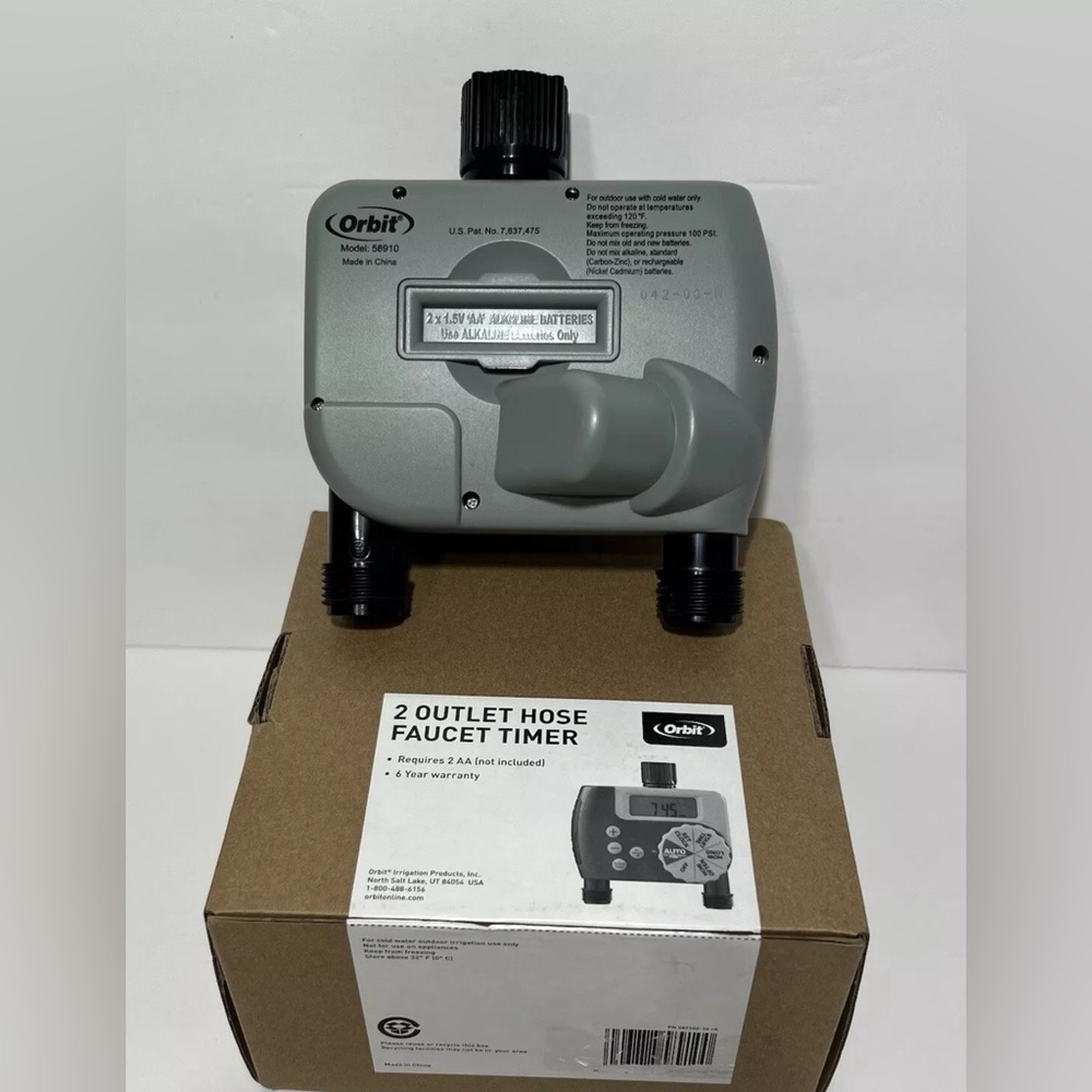 Orbit 58910 Digital 2 Outlet Hose Faucet Timer - Green New in Box